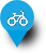 blaue Flagge mit Fahrradsymbol